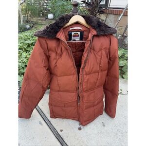 Vintage Miller Goose Down Women's Parka Faux Fur Collar Sz 12 -Fits Like A Small
